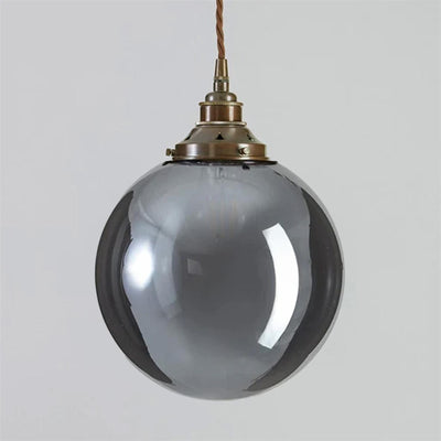 Outlet Globe Blown Glass Pendant Light - Antique Brass, Large 30cm Globe