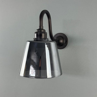 Tapered Smoked Glass Wall Light : Swan Arm